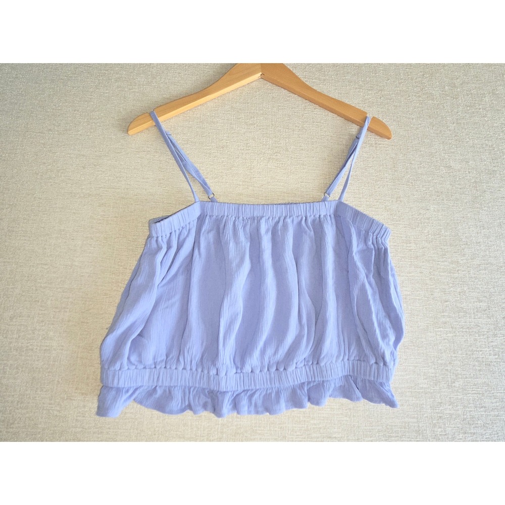 Hollister Blue Off Shoulder Ruffleβ Crop Top Women's Size Large Boho Cami